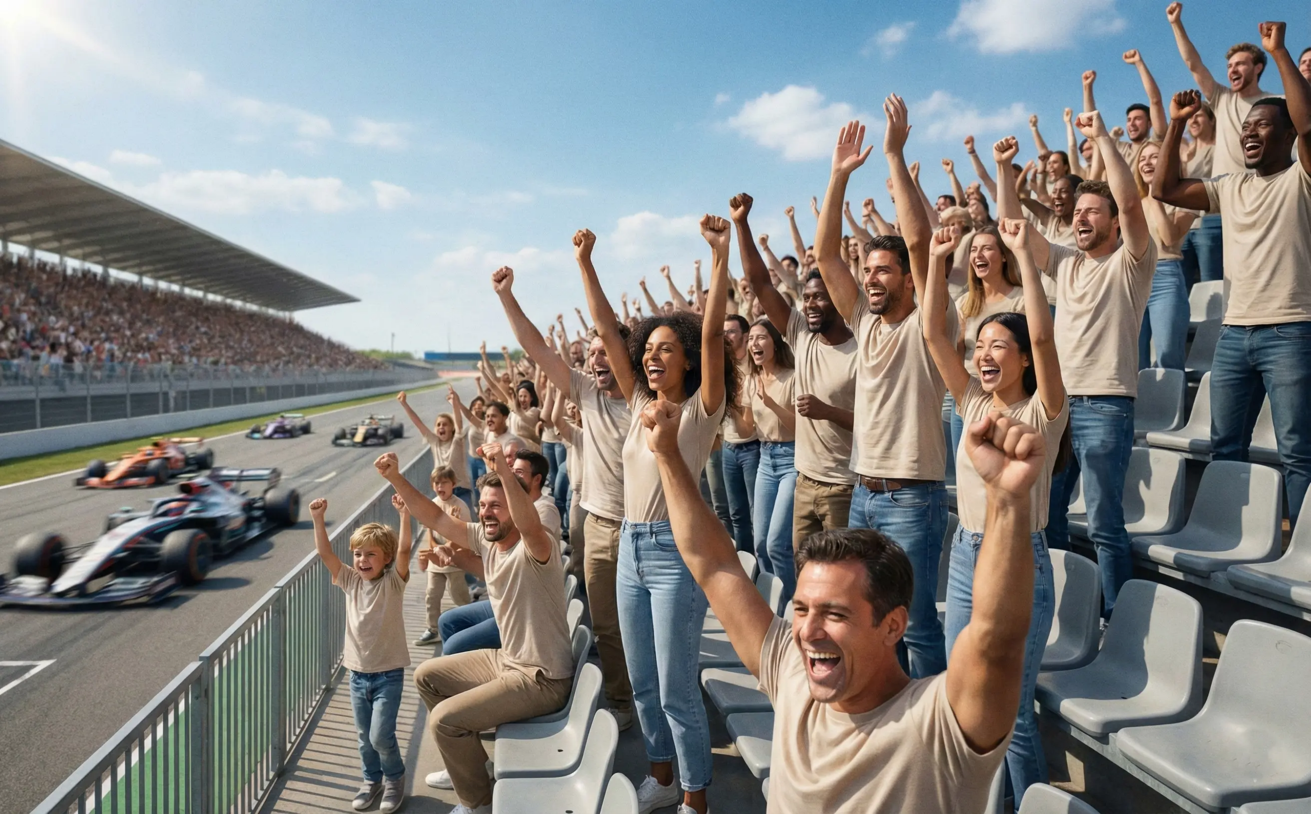 Jubelnde Formel 1 Fans an der Rennstrecke