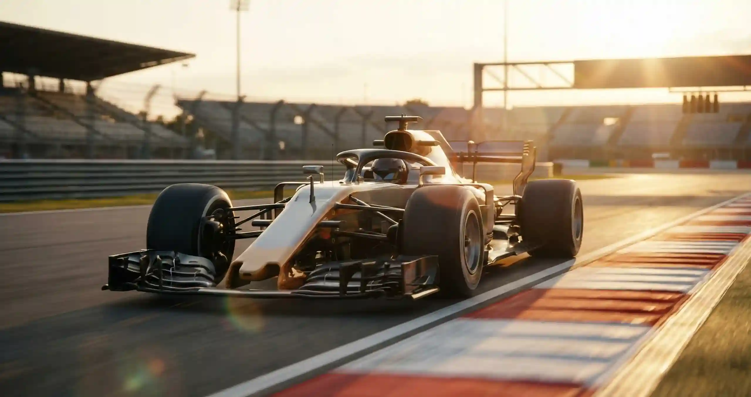 Formel-1-Rennwagen auf der Rennstrecke bei Sonnenlicht