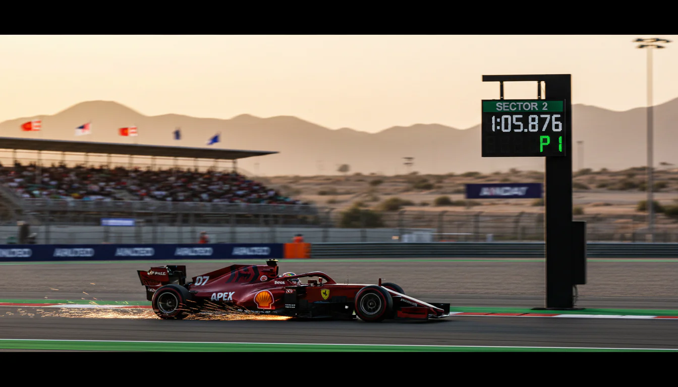 Formel-1-Wagen auf einer schnellen Runde im Qualifying mit Sektormarkierungen