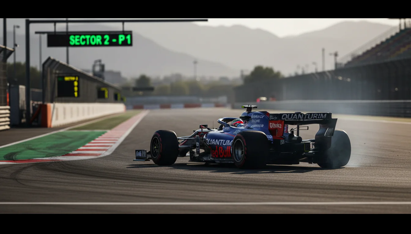 Formel-1-Wagen bei einer schnellen Qualifying-Runde auf der Rennstrecke