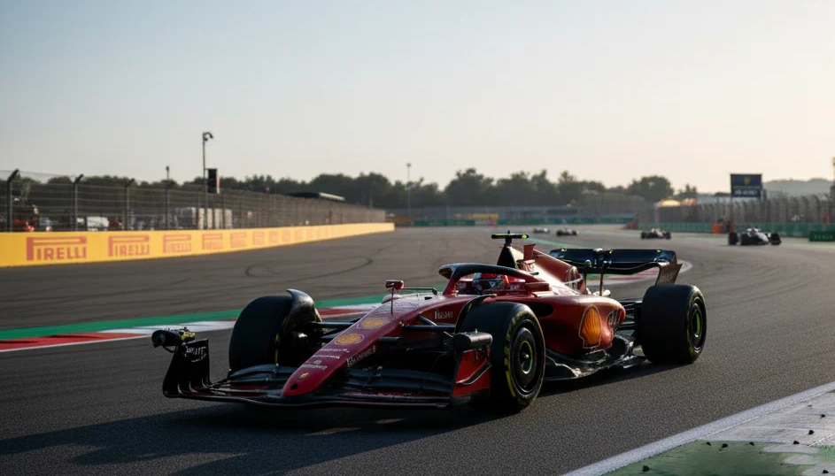 Formel-1-Wagen während des Freitagstrainings auf einer leeren Rennstrecke