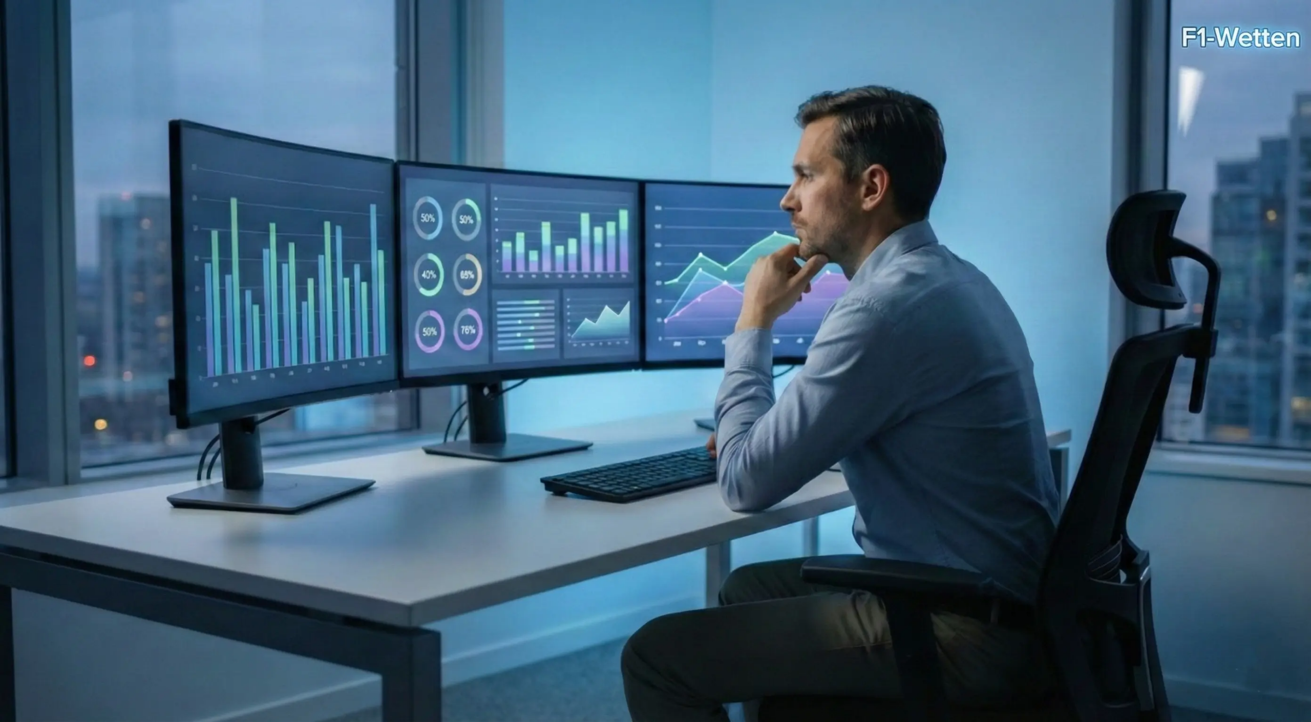 Analytiker betrachtet Wettquoten auf einem Bildschirm