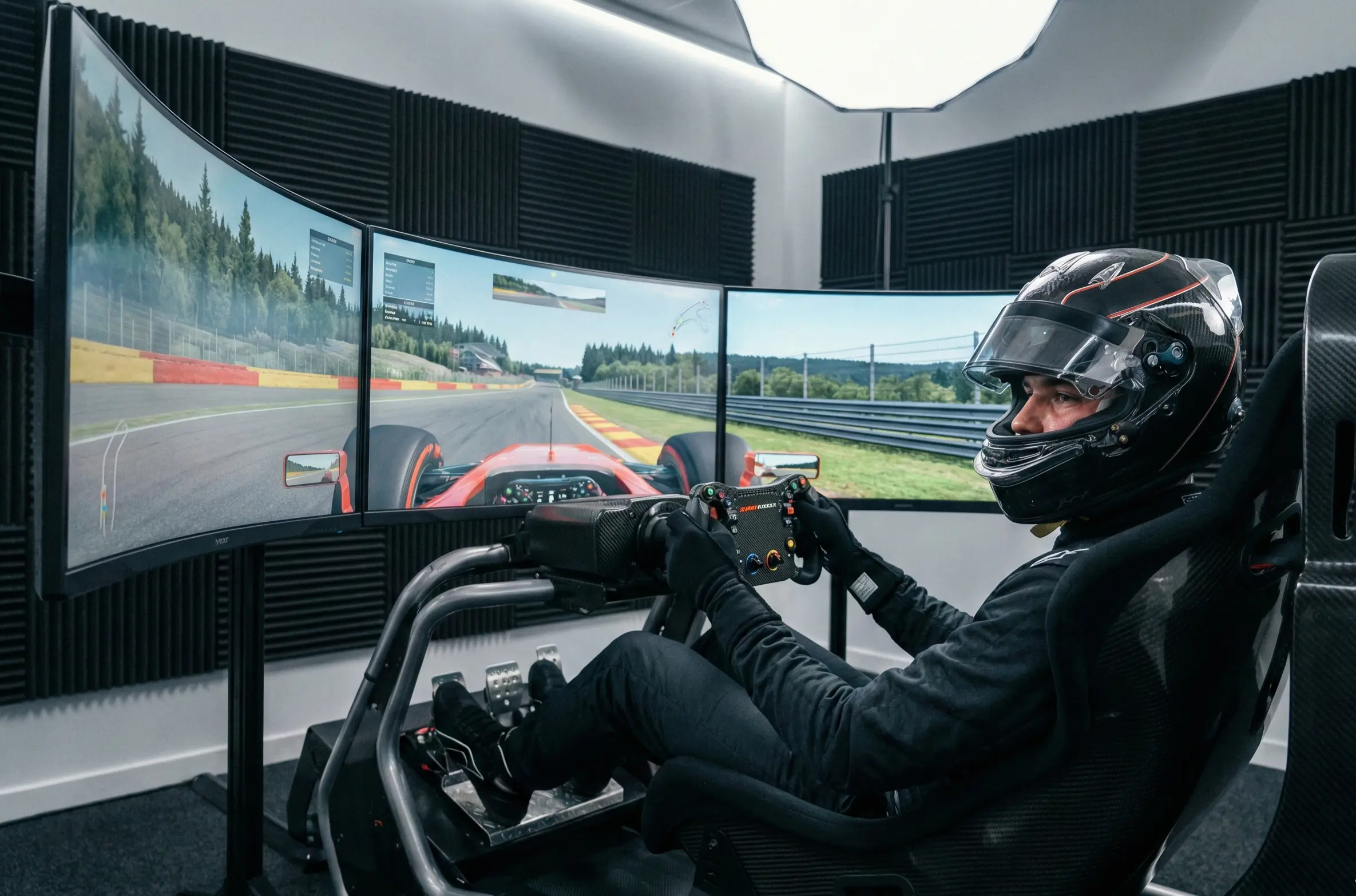 Nachwuchsfahrer testet einen Formel-1-Simulator