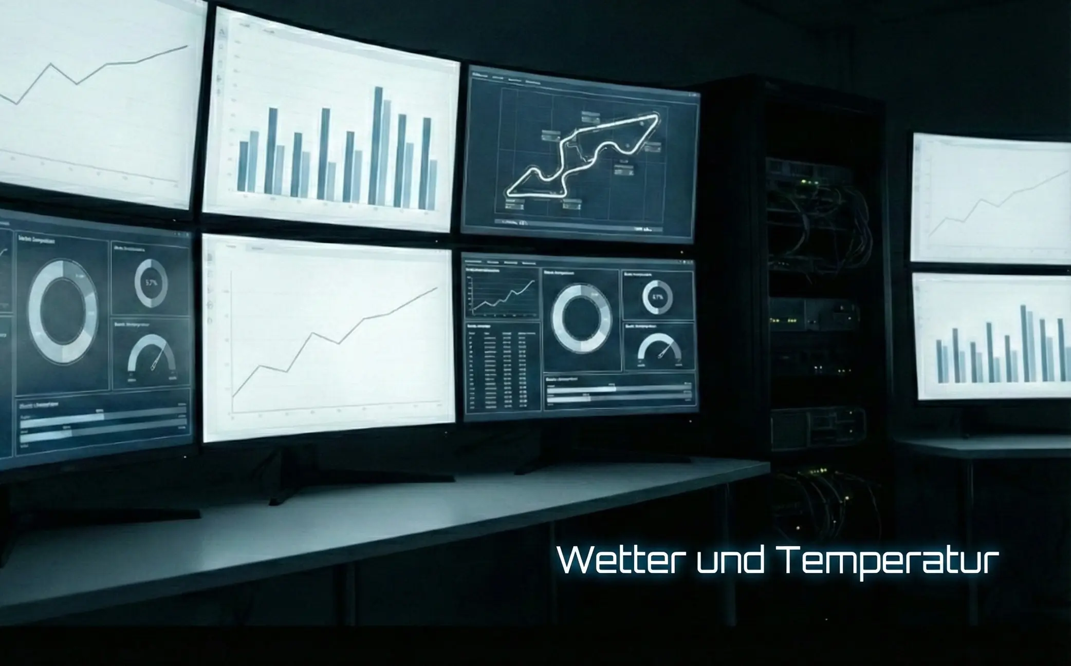 Formel 1 Rennwagen bei Regen auf nasser Rennstrecke